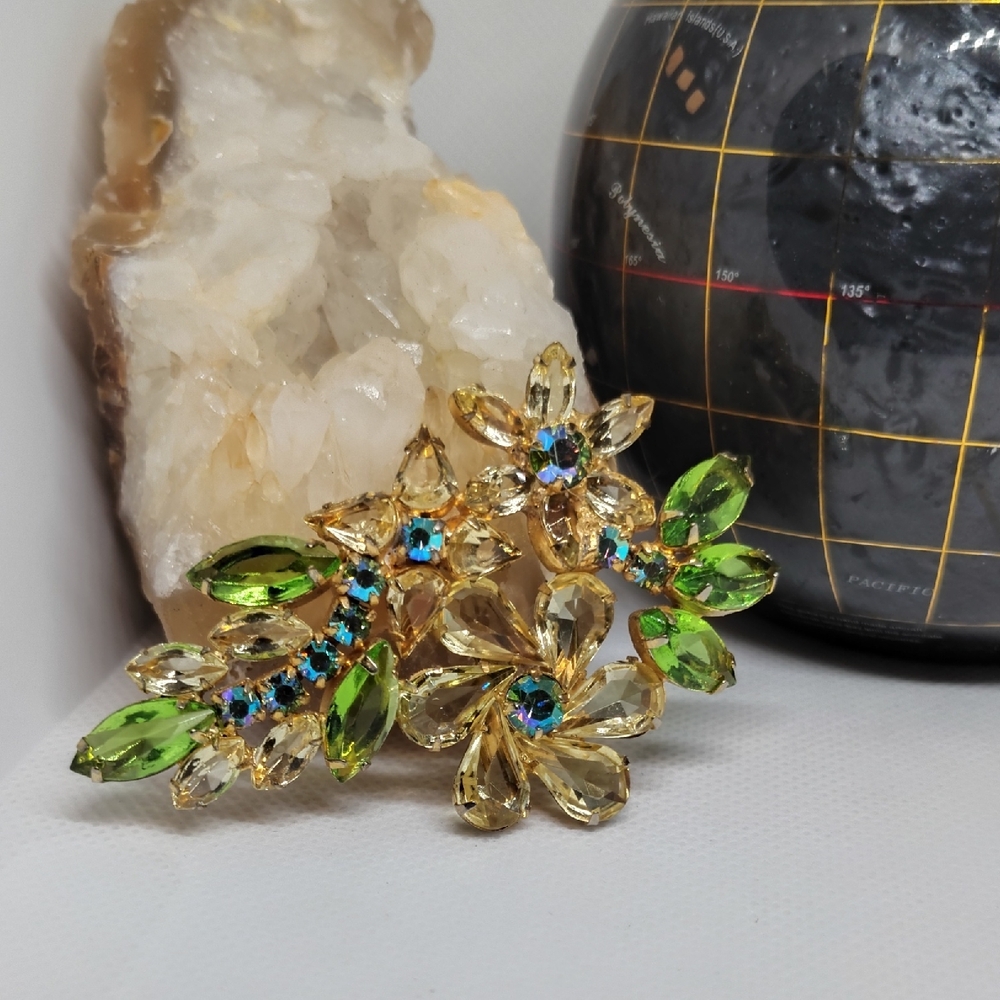 Juliana Floral Rhinestone Brooch